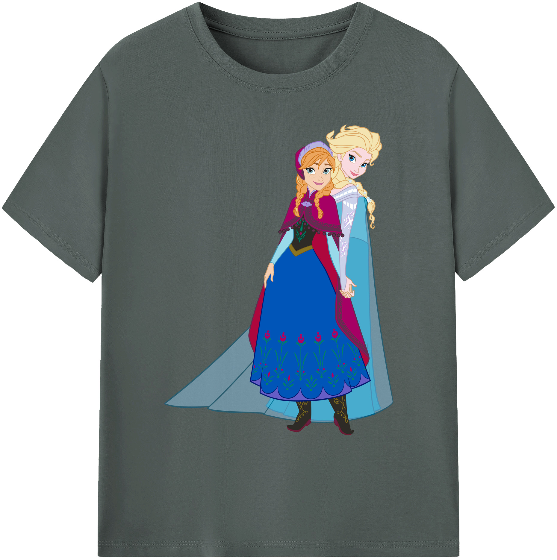 （画像用） アナと雪の女王 アンナ エルサ Frozen Anna Elsa 綿100％ メンズ半袖Tシャツ｜肌触りやわらか＆通気性